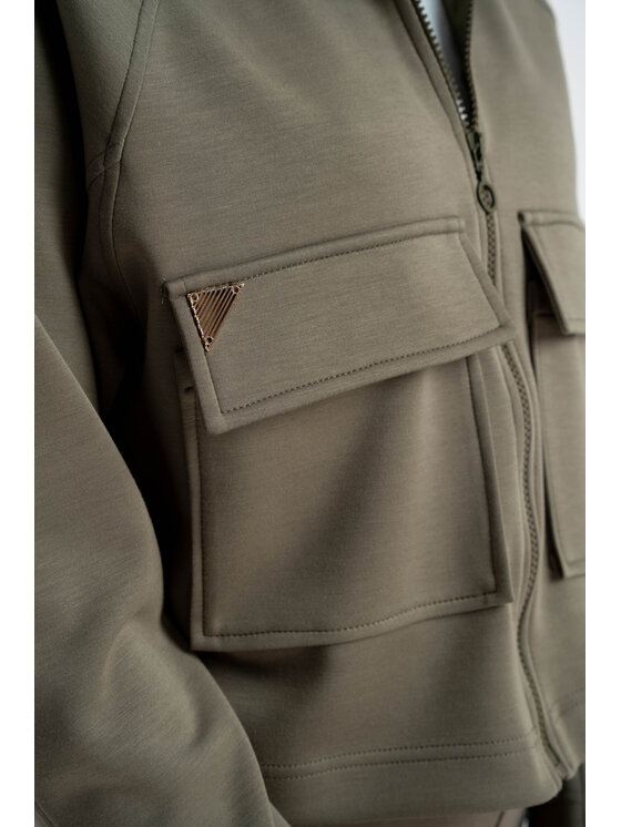 CLICK CLICK Μπόμπερ μπουφάν 71-0051 Χακί Regular Fit