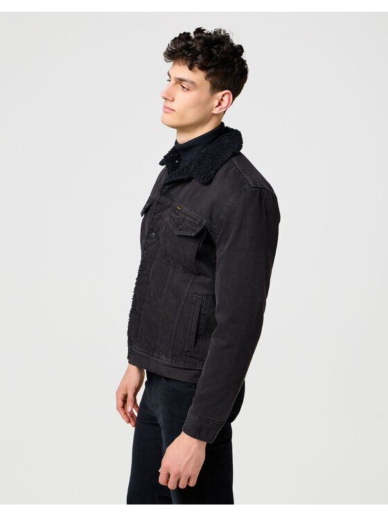 Wrangler Wrangler Kurtka jeansowa SHERPA CLASSIC JACKET Czarny Regular Fit