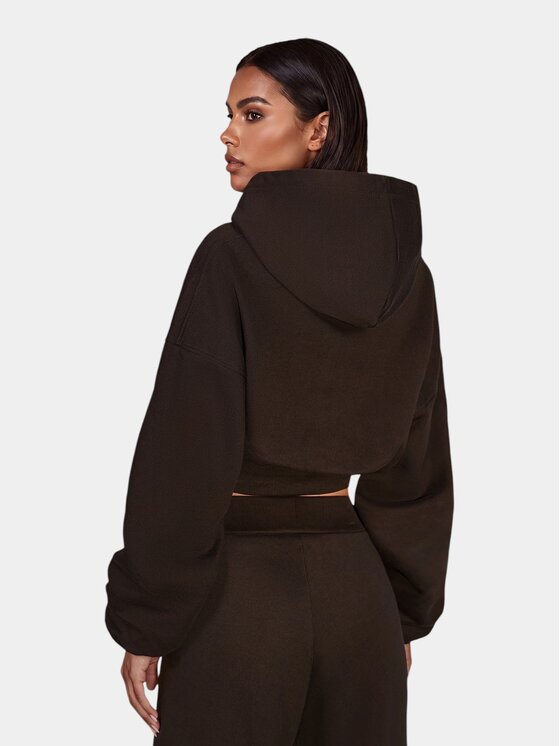 MADE BY SOCIETY MADE BY SOCIETY Kurtka anorak CROPPED Hoodie - H27519 Brązowy Basic Fit