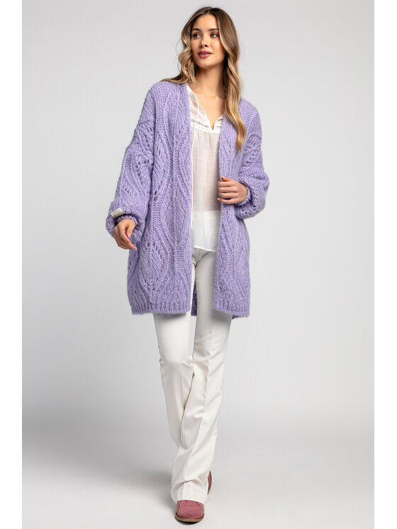 Fobya Fobya Kardigan F1974 Fioletowy Oversize