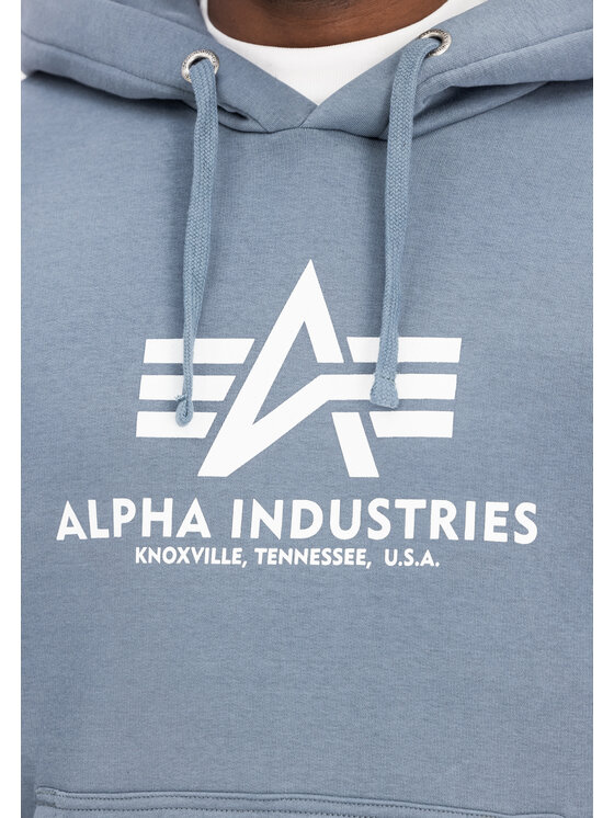 Alpha Industries Alpha Industries Bluza Basic Big Logo Hoodie Błękitny Regular Fit