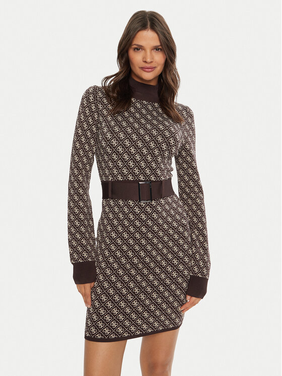 Sukienka dzianinowa Guess, Rozmiar L, Brązowa, Lise W4BK43 Z37K0
