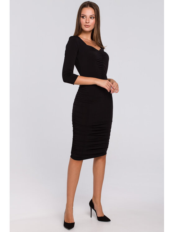 Makover Makover Sukienka elegancka K006 Czarny Regular Fit