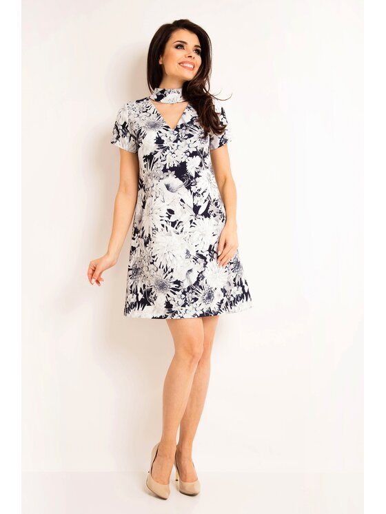 Awama Awama Sukienka letnia A171 Granatowy Basic Fit