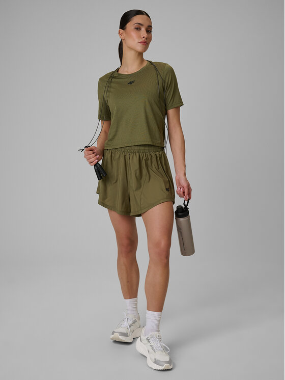 4F 4F Szorty sportowe SOLAR PUNK Khaki Regular Fit
