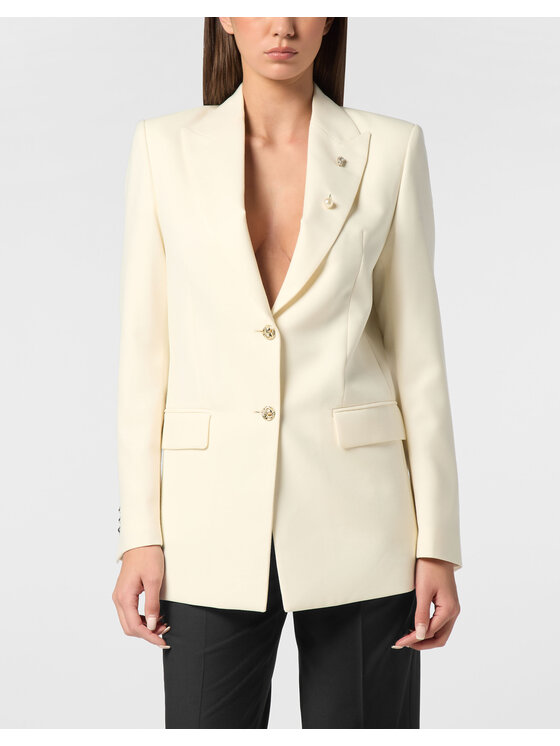 PHILIPP PLEIN PHILIPP PLEIN Marynarka 24589 Biały Loose Fit