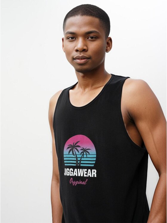 Jigga Wear Jigga Wear Tank top Tank Top Męski Czarny / Różowy Jigga Wear Vice L Czarny Regular Fit