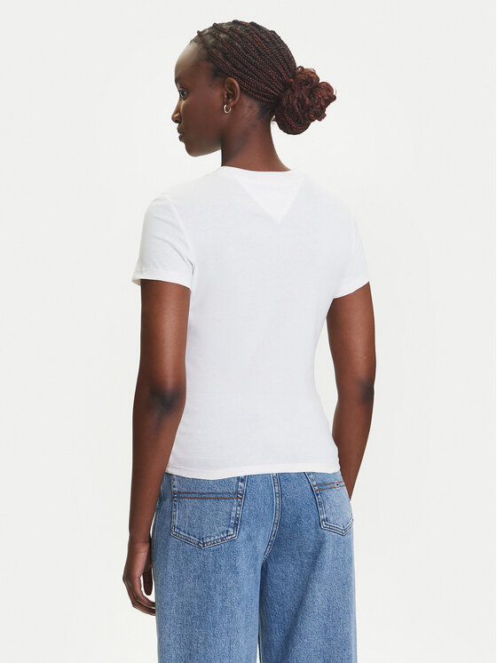 Tommy Jeans Tommy Jeans Tricou Linear DW0DW21422 Écru Slim Fit