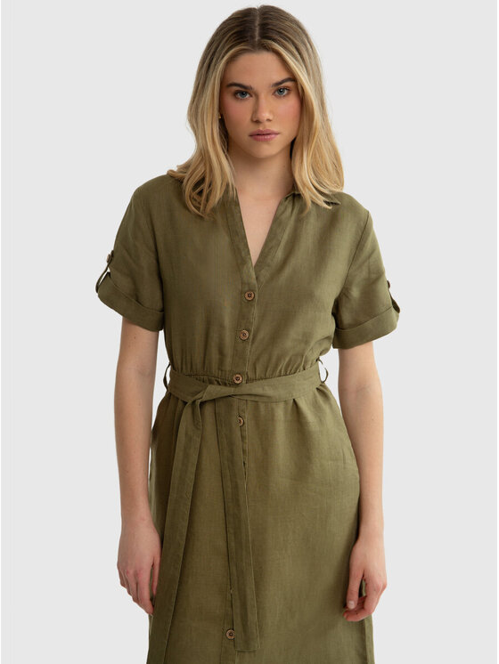 BIG STAR BIG STAR Sukienka codzienna VIKI_303_340 Khaki Basic Fit