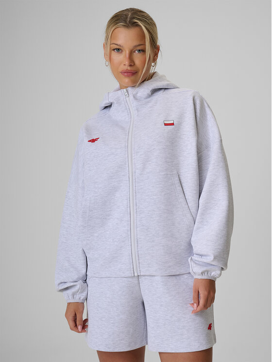 4F 4F Bluza STREFA KIBICA Szary jasny Regular Fit