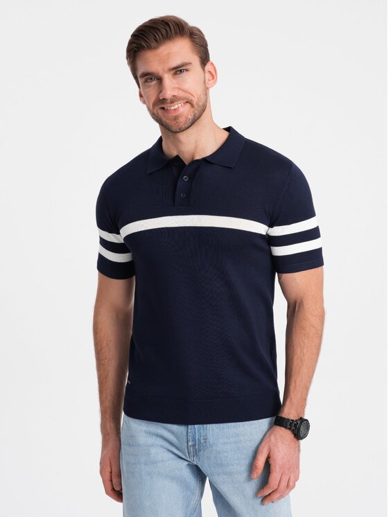 Ombre Ombre Polokošile OM-POSS-0118 Tmavomodrá Regular Fit