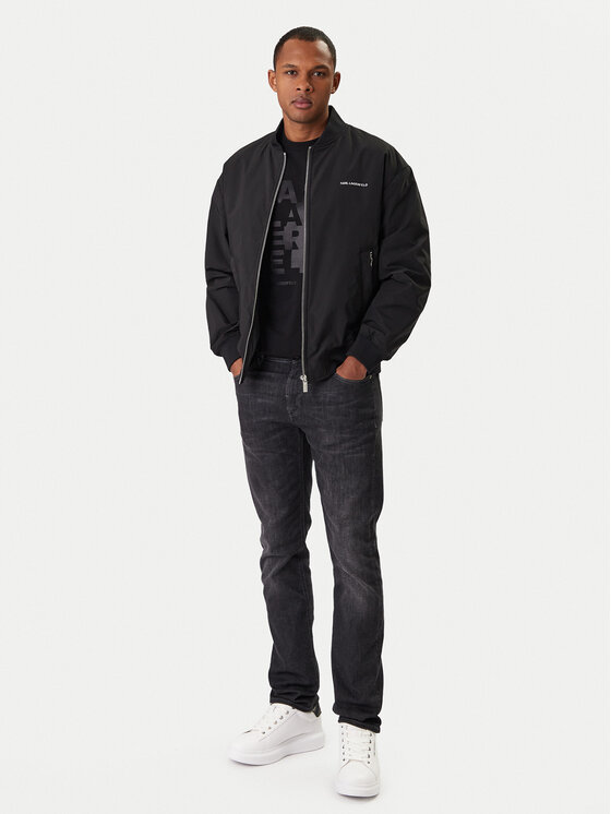 KARL LAGERFELD KARL LAGERFELD Bomber stila jaka 505005 561533 Melns Regular Fit