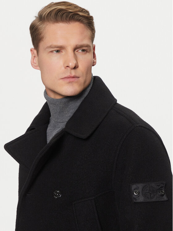 Stone Island Stone Island Vlněný kabát 8115441F5 Černá Regular Fit