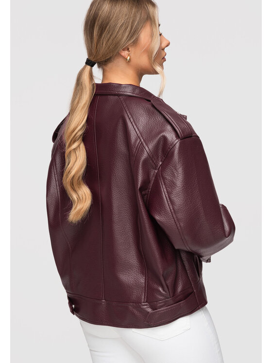 Ombre Ombre Kurtka przejściowa OW-JAFL-0104 Bordowy Oversize
