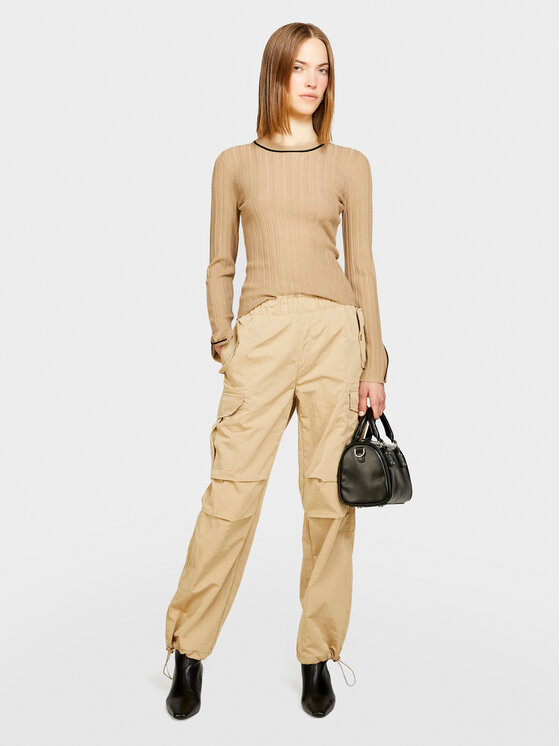 Sisley Sisley Hlače 4JQJLF04R Bež Relaxed Fit
