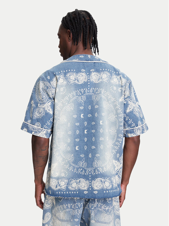 Karl Kani Karl Kani Hemd Paisley Denim Baseball PD00005371 Blau Regular Fit