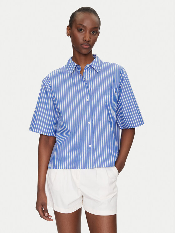 Tommy Hilfiger Tommy Hilfiger Cămașă WW0WW44717 Albastru Boxy Fit
