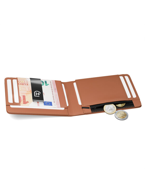James Hawk James Hawk Mały Portfel Męski Męski skórzany portfel slim z RFID Brązowy