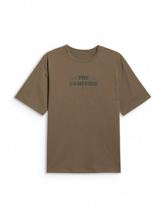 4F 4F T-Shirt HIKING TRIP Khaki Loose Fit