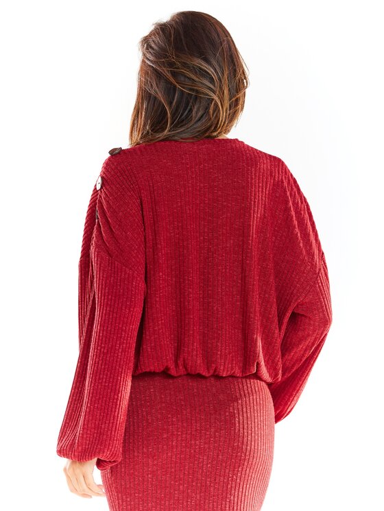 Awama Awama Sweter A318 Bordowy Basic Fit