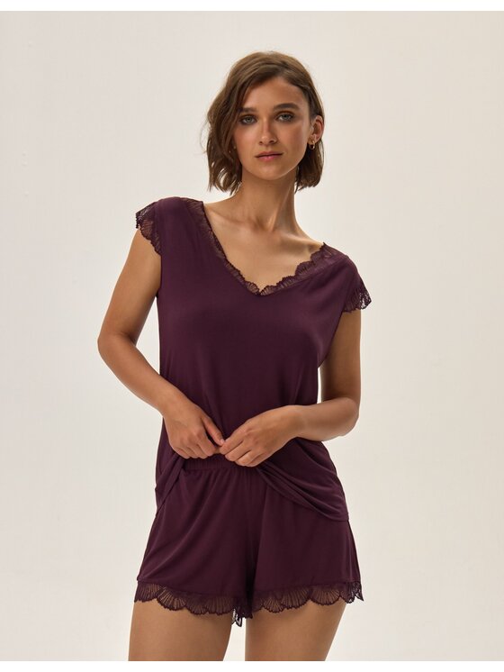 Esotiq Esotiq Piżama 42060 Fioletowy Regular Fit