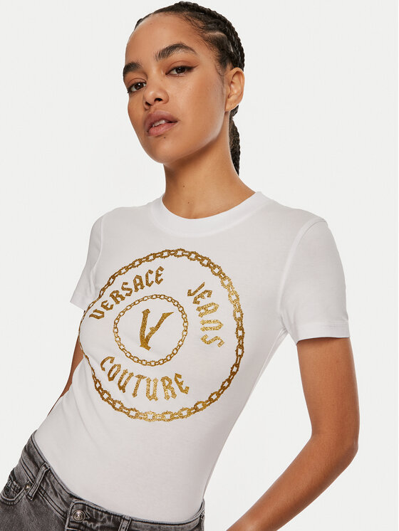 Versace Jeans Couture Versace Jeans Couture Majica 77HAHT02 CJ03T Bela Slim Fit