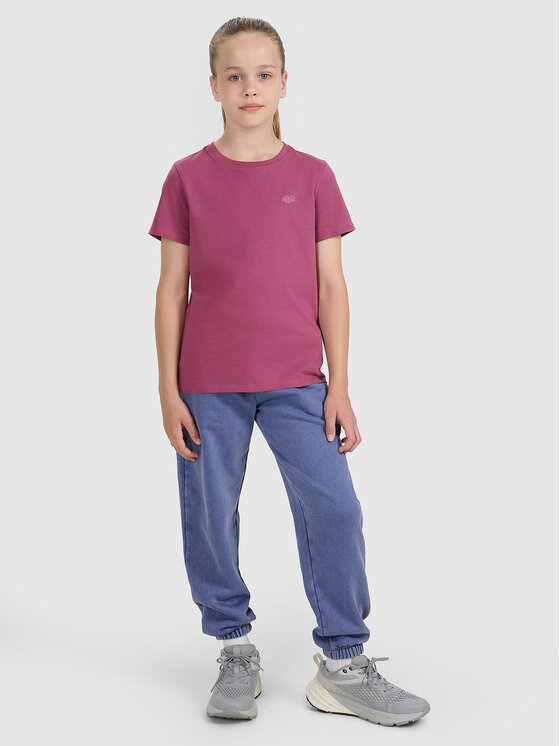 4F 4F T-Shirt BASIC+ Fioletowy Oversize