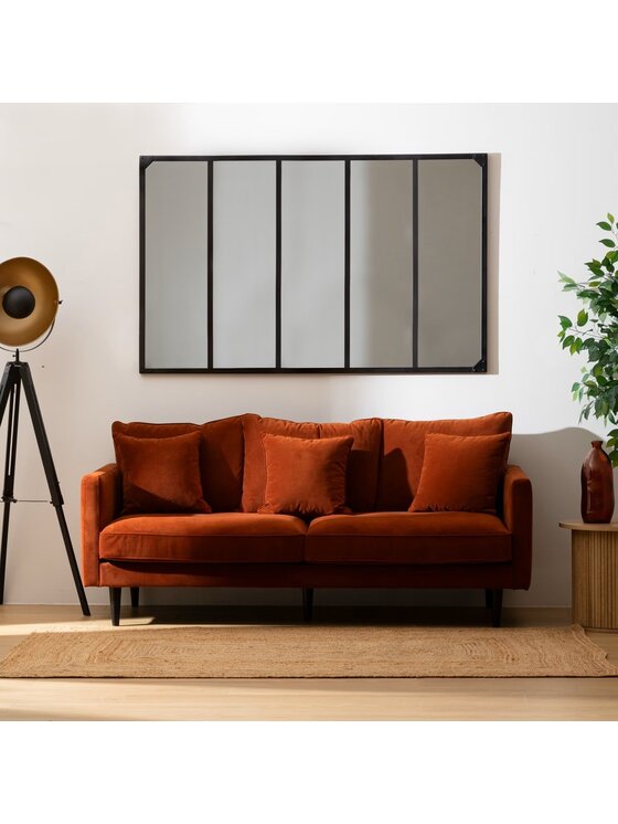 MIAhome MIAhome Lustro loftowe w żeliwnej ramie London 160x100 cm Czarny