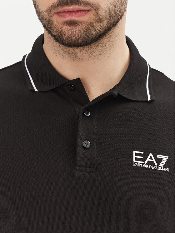EA7 Emporio Armani EA7 Emporio Armani Тениска с яка и копчета 8NPF16 PJVUZ 1200 Черен Slim Fit