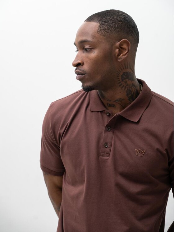 Jigga Wear Jigga Wear Polo Klasyczna z koroną 131169 Brązowy Regular Fit