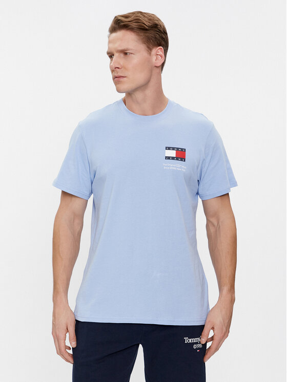Tommy Jeans Tommy Jeans T-Shirt Essential Flag DM0DM18263 Himmelblau Slim Fit