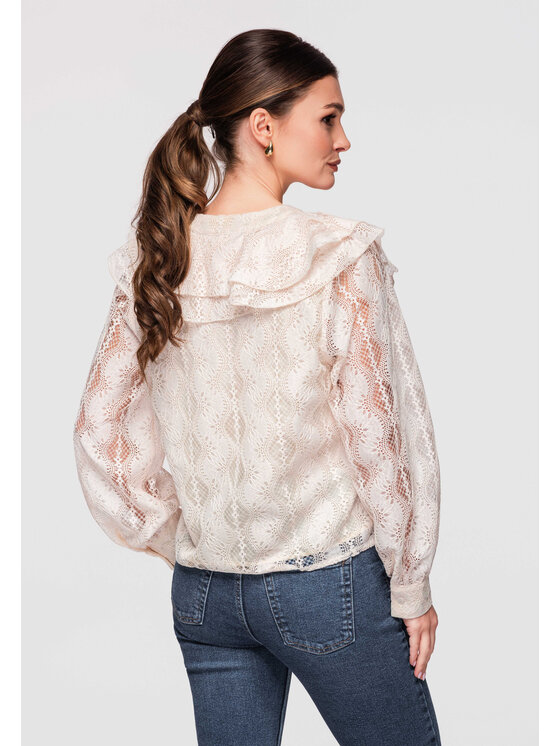 Ombre Ombre Bluzka OW-TS-E0027 Beżowy Loose Fit