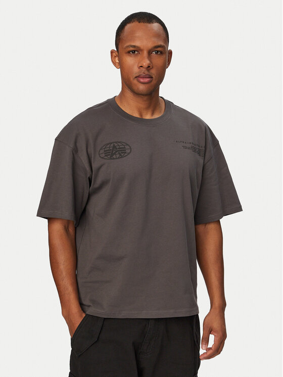 Alpha Industries Tricou World Logo 258514 Gri Regular Fit