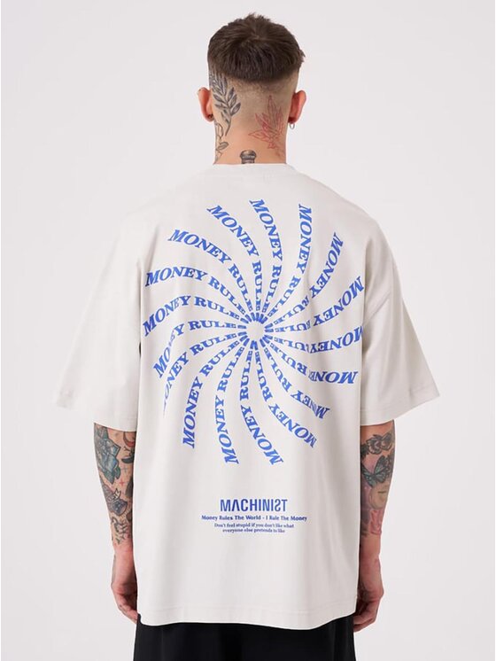 Machinist Machinist T-Shirt Koszulka Z Krótkim Rękawem Męska Oversize Jasna Szara Machinist Money Rules XL Szary Oversize