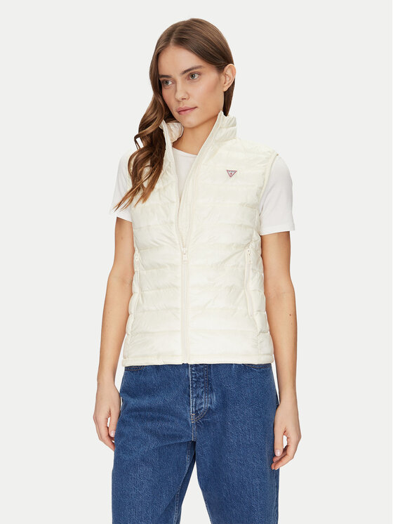 Guess Jeans Guess Jeans Жилетка за костюм W5RN55 WHAB2 Екрю Regular Fit