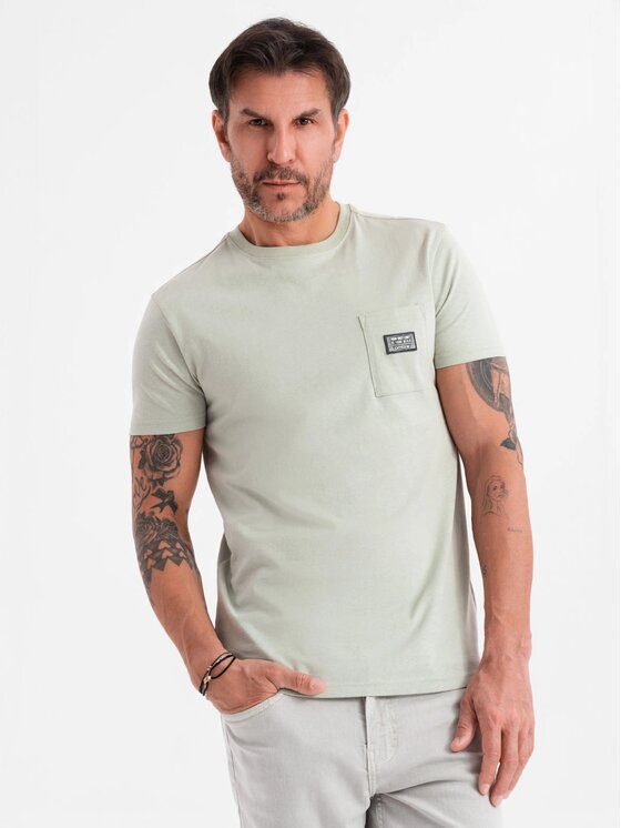 Ombre Ombre T-Shirt OM-TSCT-0109 Szary Classic Fit