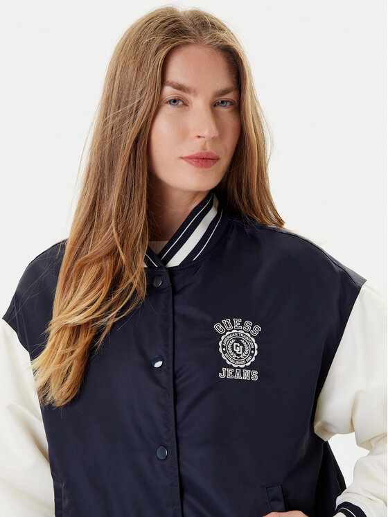 Guess Jeans Guess Jeans Kurtka bomber W5YL15 WHAA2 Granatowy Regular Fit