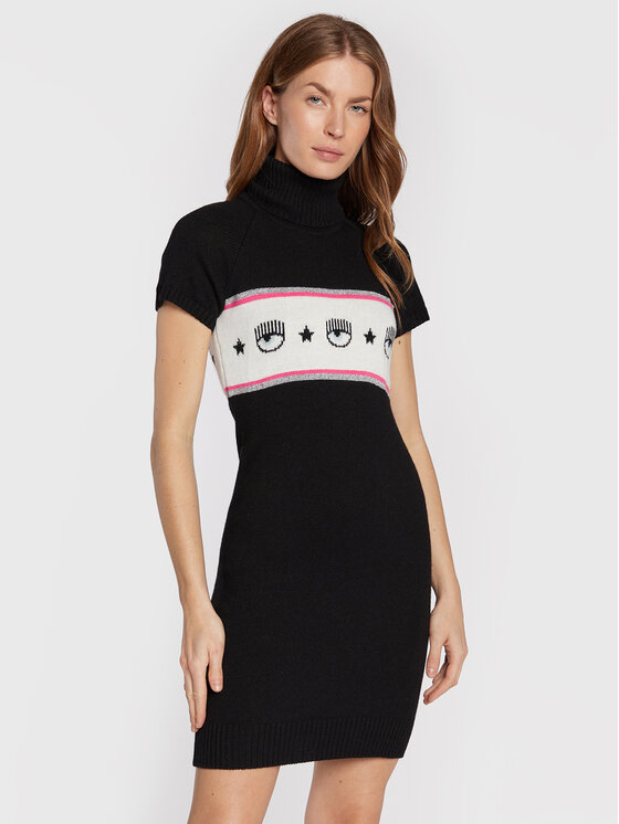 Chiara Ferragni Rochie tricotată 73CBOM96 Negru Slim Fit