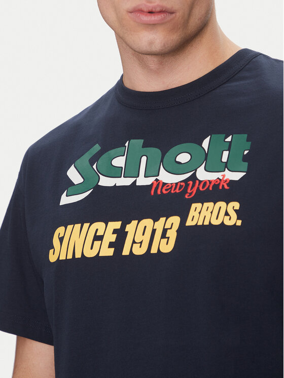 Schott NYC Schott NYC T-Shirt TSTRAVIS Granatowy Regular Fit