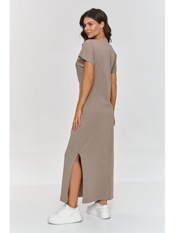 Makadamia Makadamia Sukienka dzianinowa m878 Brązowy Loose Fit