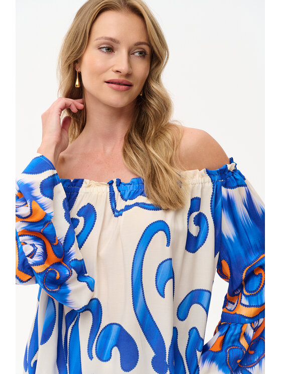 blue shadow blue shadow Bluzka Alvoria Niebieski Regular Fit