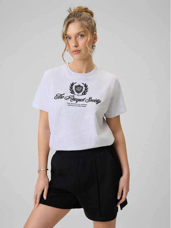 4F 4F T-Shirt SPORTS CLUB Szary jasny Boxy Fit