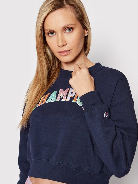 Champion Felpa Cropped College Of Colors 114964 Blu scuro Custom Fit