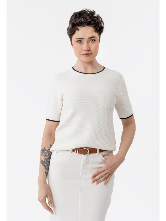 Volcano Volcano Bluzka TM-SANTE Écru Regular Fit