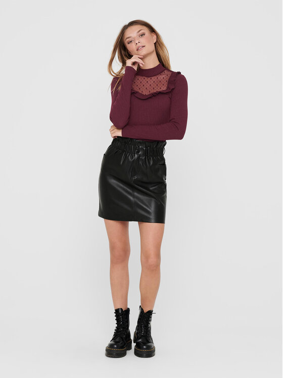 ONLY ONLY Suknja od imitacije kože 15206801 Crna Regular Fit