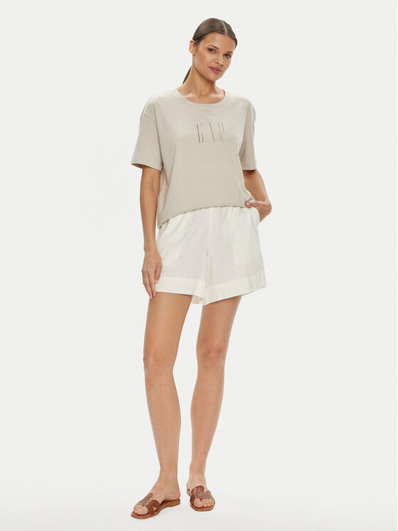 Gap Gap Marškinėliai 627139-03 Écru Loose Fit