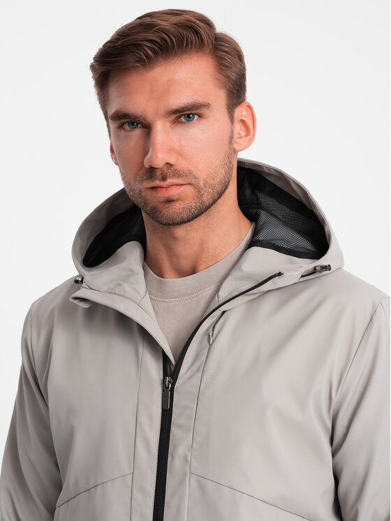 Ombre Ombre Kurtka przejściowa OM-JANP-0149 Szary Regular Fit