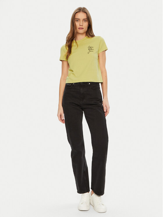 Calvin Klein Jeans Calvin Klein Jeans Marškinėliai Script Institutional J20J224984 Žalia Slim Fit