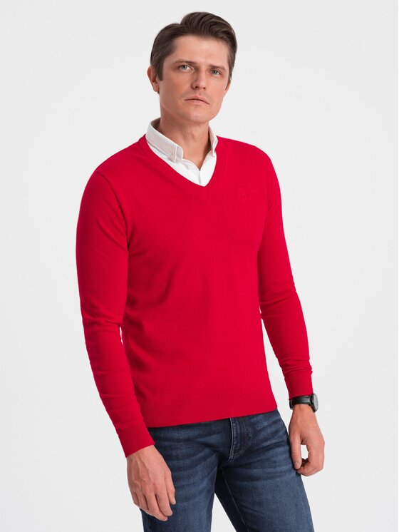 Ombre Ombre Svetr OM-SWSW-0102 Červená Regular Fit