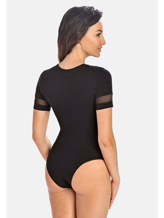 Teyli Teyli Body damskie z siateczką Abby Czarny Regular Fit